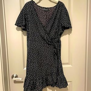 Black and White polka dot wrap dress